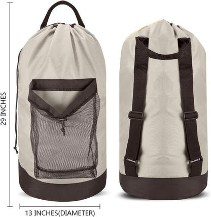 Dalykate Laundry Backpack - 115L Large Hamper with Shoulder Straps & Drawstring Closure | Khaki