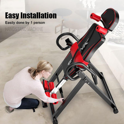 RIEJIN Gravity Heavy Duty Inversion Table with Headrest & Adjustable Protective Belt Back Stretcher Machine for Pain Relief Therapy