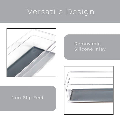 Smart Design Plastic Drawer Organizer, 9 x 3 Inch, BPA Free, Makeup Tray, Kitchen Storage Bin, Gray