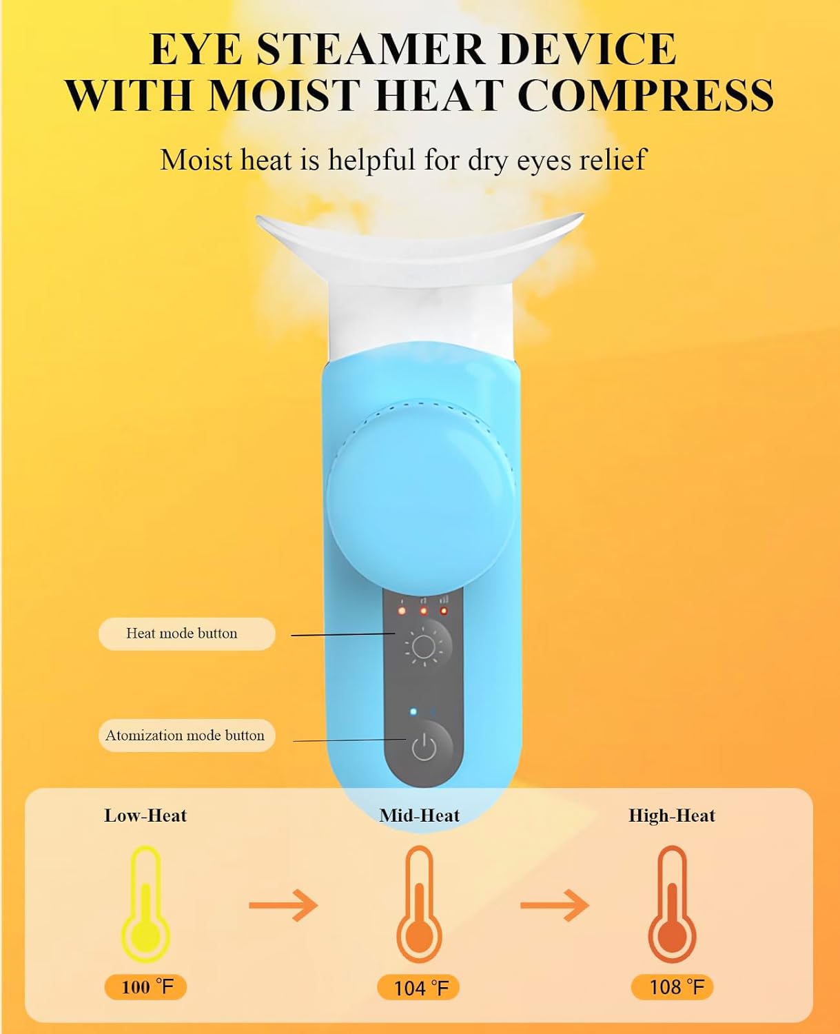 Heated Nano Eye Mist Sprayer,Portable Eye Mister with Warm Compress Moist Heat for Relief Dry Eyes and Stye,Eye Drops Tool,Rechargeable Electric Eye Steamer for Eyelid,Eye Skin SPA
