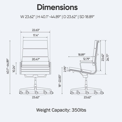 OTDMEL Genuine Leather Office Chair, Padded High Back Ergonomic Executive Desk Chair with Aluminum Arm Rest and Base, Swivel Wheels with Lumbar Support & Tilting Function, Hight Adjustable, Dark Brown
