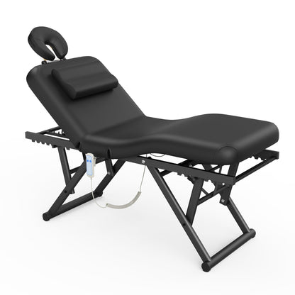 Dolonm Height Adjustable Massage Table with Face Pillow & Headrest for Treatment Table, Physical Therapy Table, Spa Facial Professional Massage Bed - Adjustable Backrest, Electric Leg Lifting, Black