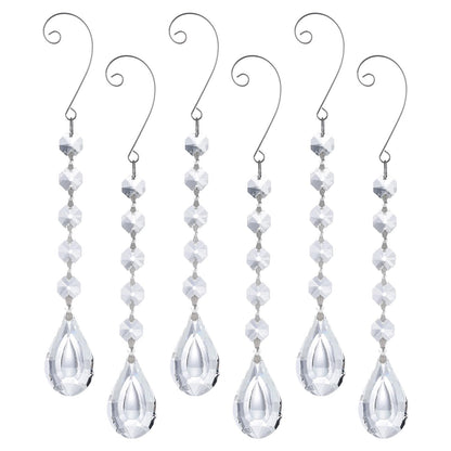 Sun Catchers with Crystals, 6Pcs Hanging Crystals Suncatchers for Windows, Clear Suncatchers Prisms Glass Pendant for Chandeliers, Garden, Christmas Tree Decor