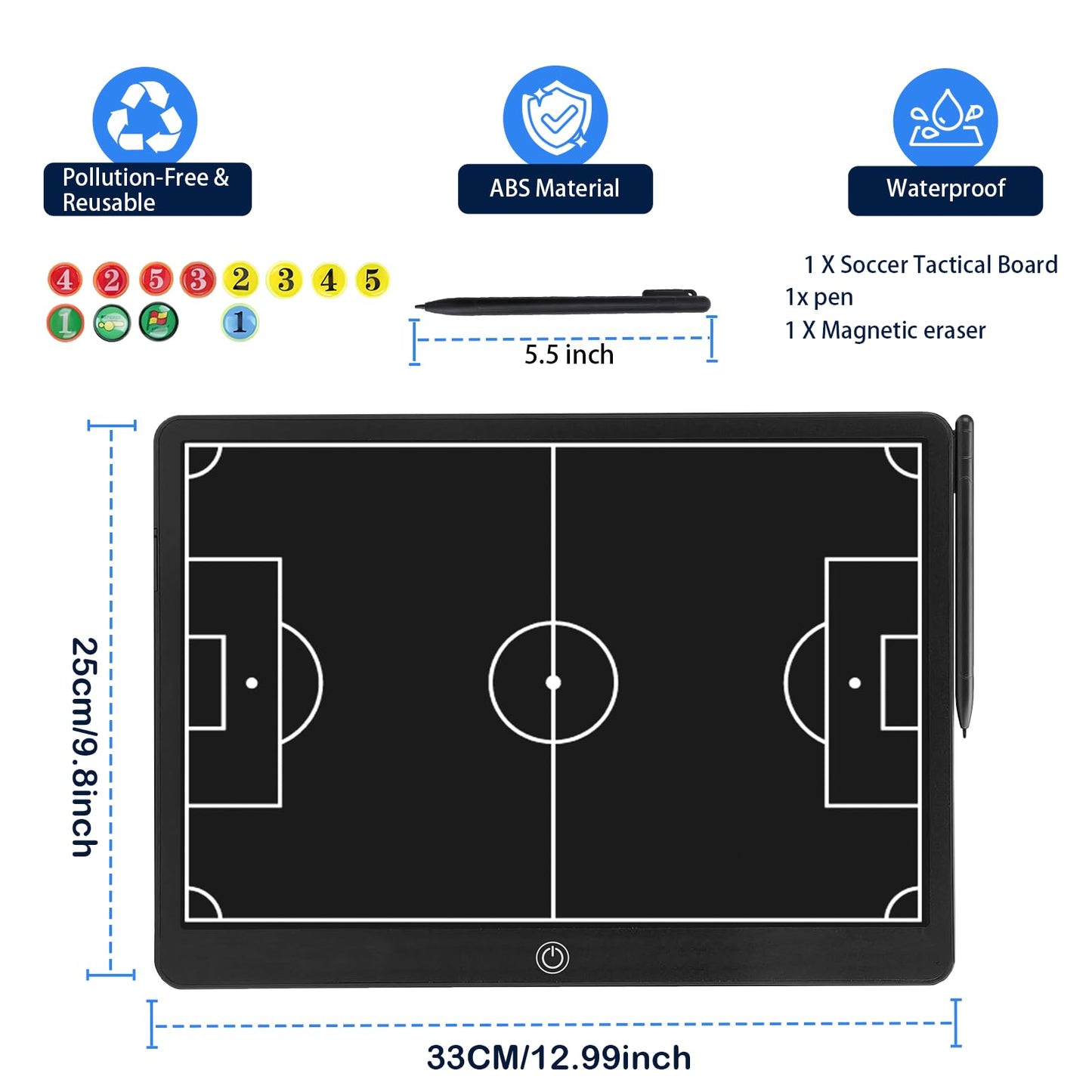 Magnetic Electronic Soccer Coaching Boards – 16 inch LCD Soccer Coaching Board, Portable Erasable Pro Strategy Board for Training Teaching Competition Command,Tactical Drawing Tablet Coach Gifts