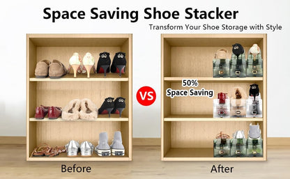 Yes!Fresh Closet 3 2 Pack) Shoe Slot Organizer, Boutique Display Style Shoe Stacker for A Pair of Shoes, Separable Shoe