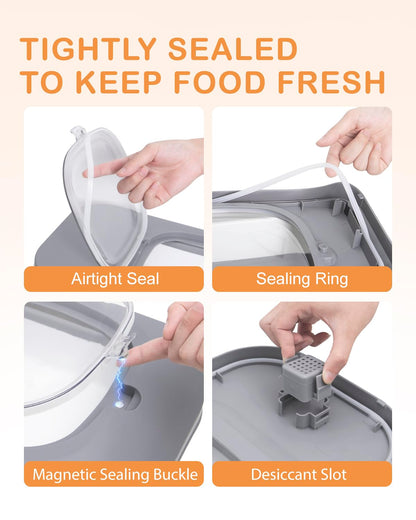DDMOMMY 10-13 Lbs Dog Food Stroage Container, Collapsible Dog Food Containers with Airtight Lid, Pet Food Scoop and Silicone Dog Bowl, Pet Food Storage Container Dry Food for Dog, Cat and Other Pets