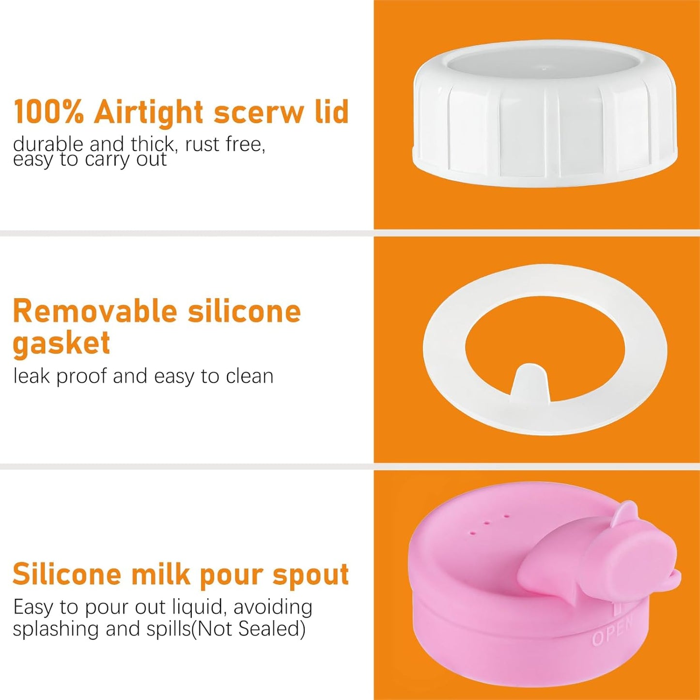 16 Oz 6 Pack Sovietiep Square Glass Milk Bottles with A Silicone Cap, Glass Bottles for Juicing with Airtight Lids