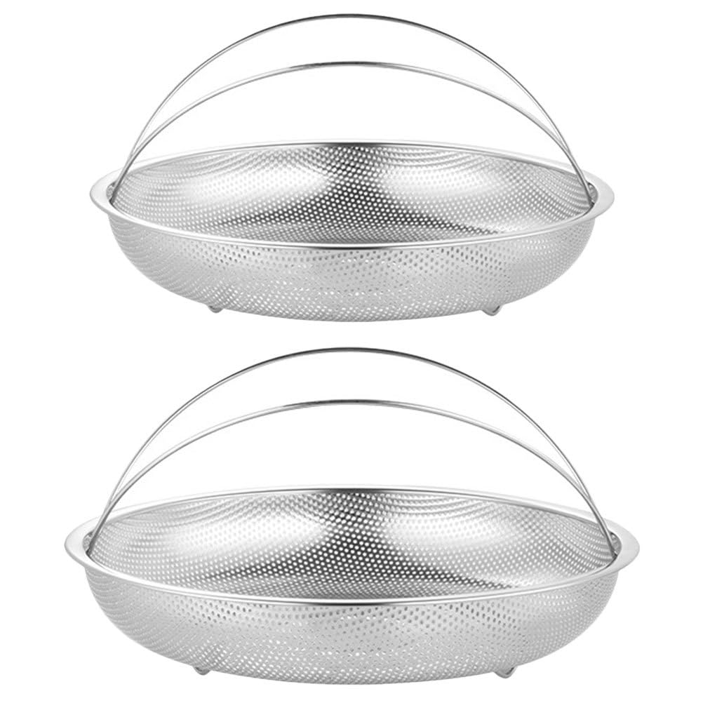 SHOWERORO Steamer Basket with Handle 8.85 Inch Stainless Steel Reusable Food Steaming Rack for Rice Cooker Vegetables Seafood and More