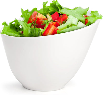 Fasmov 8 Pack Angled Melamine Serving Bowls, Large Party Snack Bowls, Salad Bowls for Weddings, Buffet, White