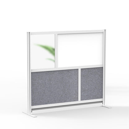Workflow Modular Wall | Room Divider with Whiteboard, Sound Dampening, & Frosted Acrylic Panels | Expandable Office Partition for Privacy & Stability (53" x 48")