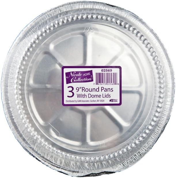 Premium Heavy-Duty Aluminum Foil Round Pan Set, 9.12" with Dome Lid, Perfect for Baking, Roasting