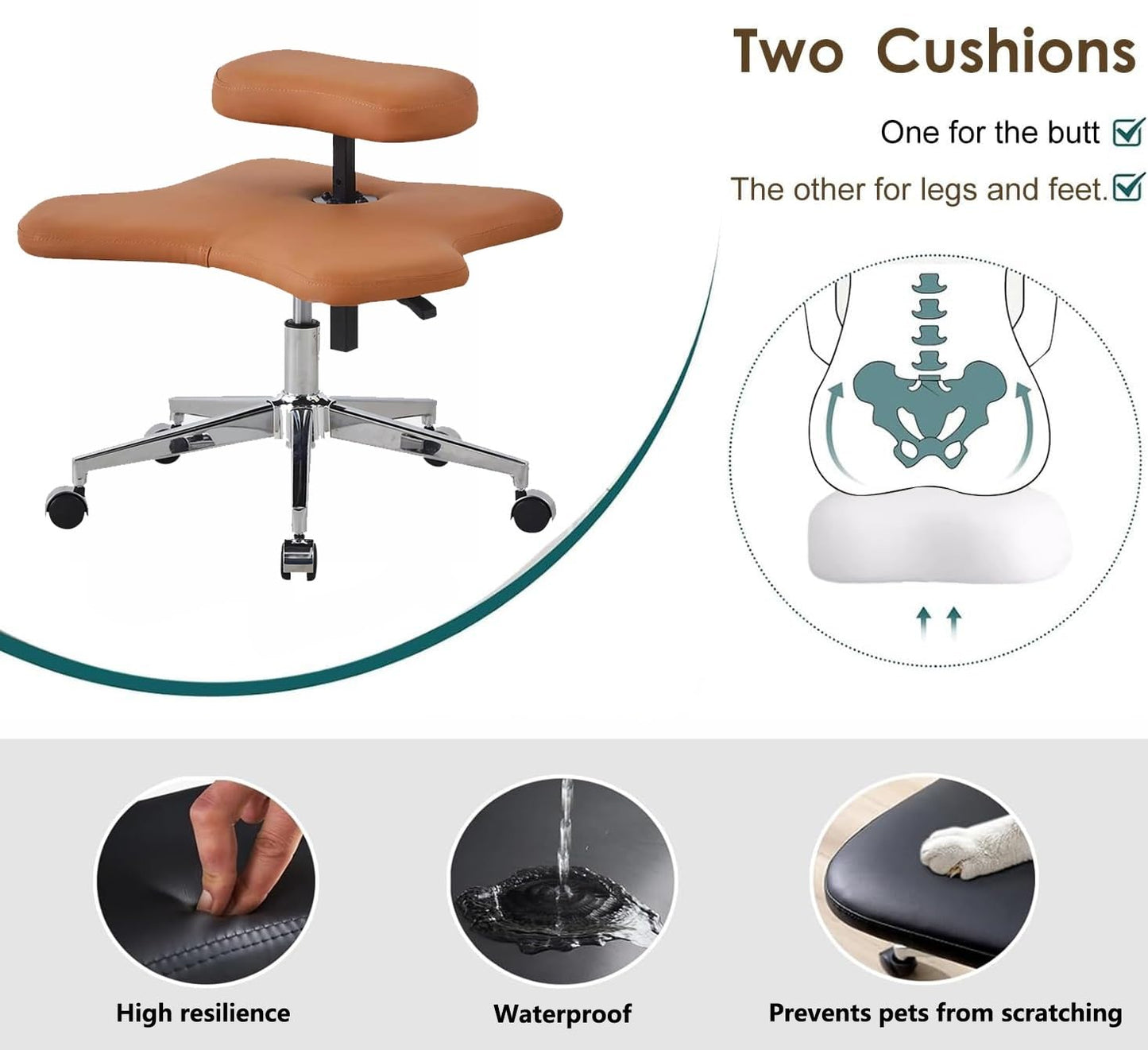 GenSDH Kneeling Chair, Home Office Desk Chair, Ergonomic Posture Chair with Padded Cushion, Cross Legged Office Chair, Meditation Chair for Home and Office,Grey-One Size