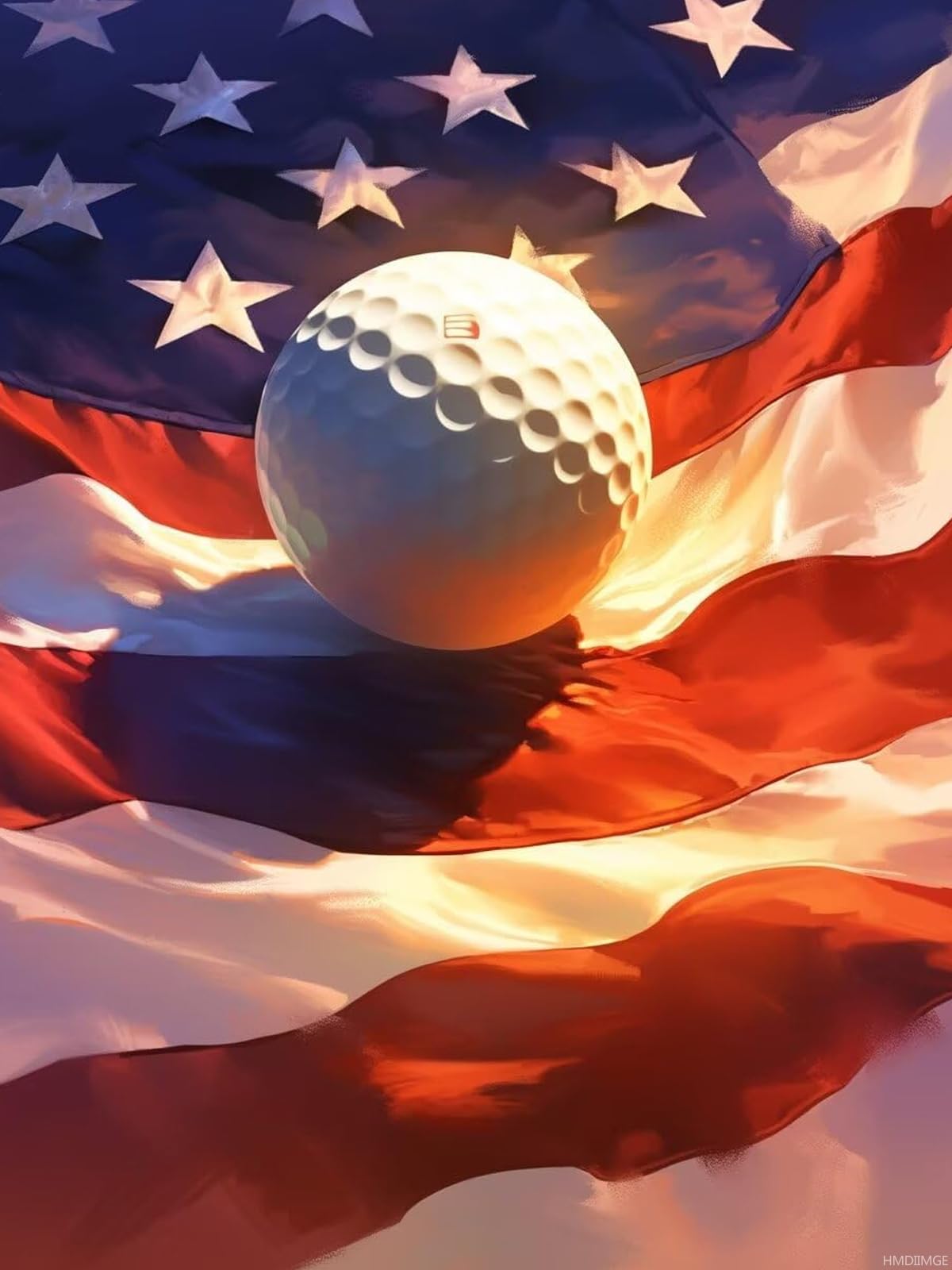 HMDIIMGE Golf American Flag Diamond Painting Kits for Adults, Sport Diamond Painting Art Kit for Adult, DIY Full Drill Diamond Art Painting, for Beginner Home Wall Decor Gift 12x16 Inch