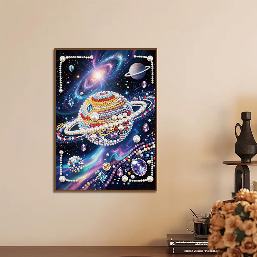 Kulvci Cosmic Plant DIY 5D Pearl Painting Kit, Scenery Painting Kit for Adults Beginner, Bead Art Kits All-Pearl Dot Painting for Wall Decor, Creative Stress Relief Gift Home Decor,12 × 16 inch