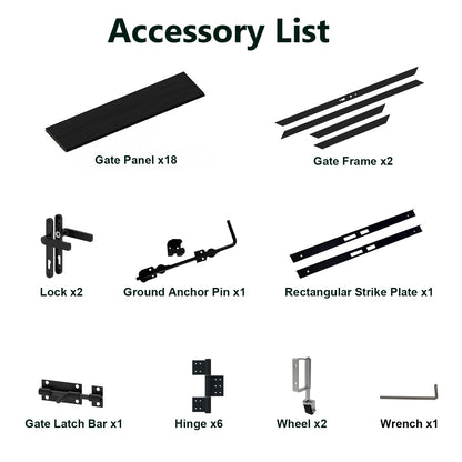 Mondaria 6ft(H)*10ft(W) Wood Plastic Composite Gate for Privacy Fence, Double Fence Gate with Metal Frame and Knob Kits, Black (Without Post)