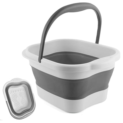 Leemeimei Collapsible Foot Soak Tub 15L(4 GL) with Handle, Bath Massager for Dry Cracked Feet, Plastic Grey Foot Bucket