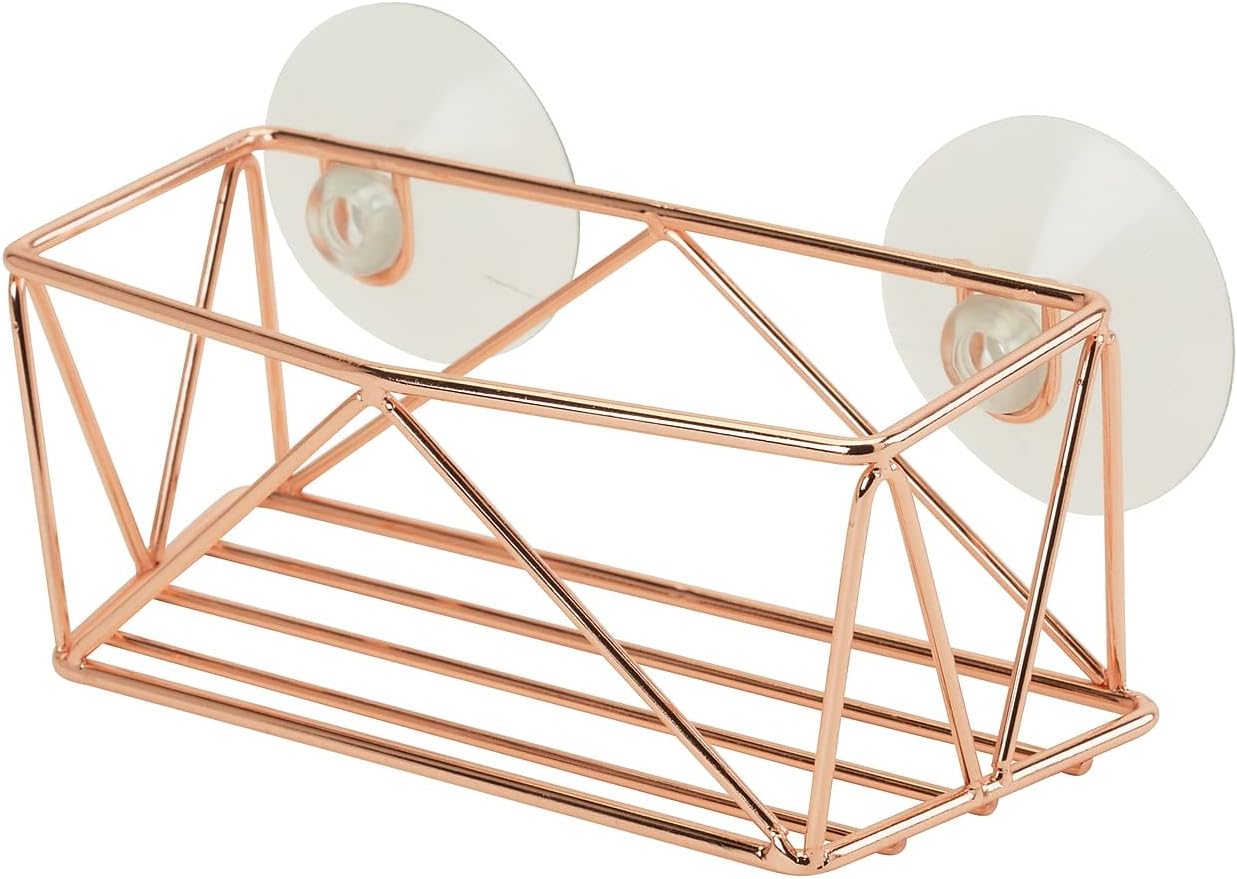 Kitchen Details Copper Geode Suction Cup Sponge Holder | Durable Iron Construction | Rust Resistant Finish