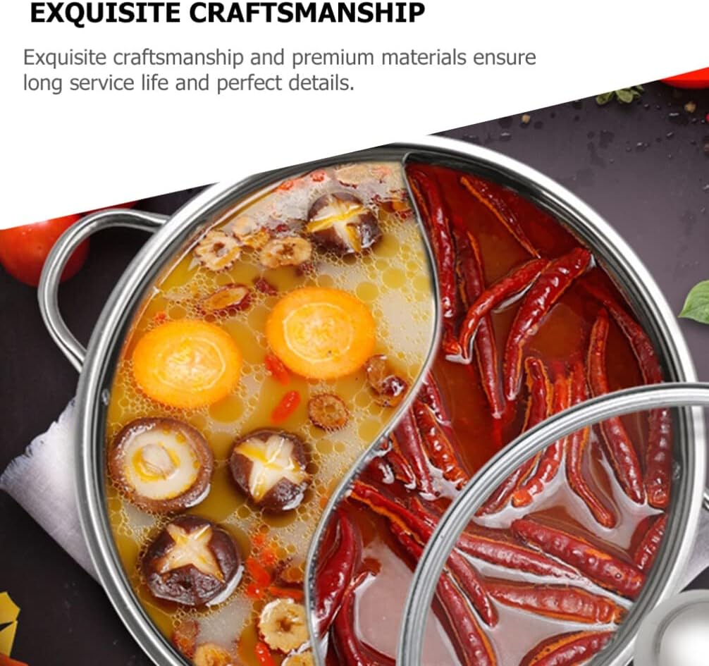 Cabilock Nonstick Frying Pan, 32cm Double Flavor Hot Pot with Divider, Stainless Steel Dual Sided for Induction Cooktop