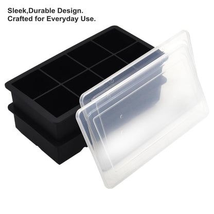 Bangp Large Ice Cube Tray for Whiskey,2 Pack Stackable Big Ice Cube Molds Make 16 Big Whiskey Ice Cubes,Easy Release Square Ice Cube Maker for Cocktails,Whiskey,Soups and Frozen Treats