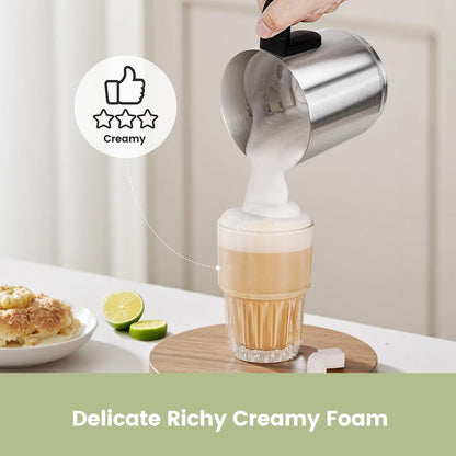 Gevi Milk Frother,5 in 1 Stainless Steel Professional Milk Steamer，Easy to Clean Hot Chocolate Maker,for Hot and Cold Milk Frother for Latte,Macchiato,Cappuccino and Hot Chocolate