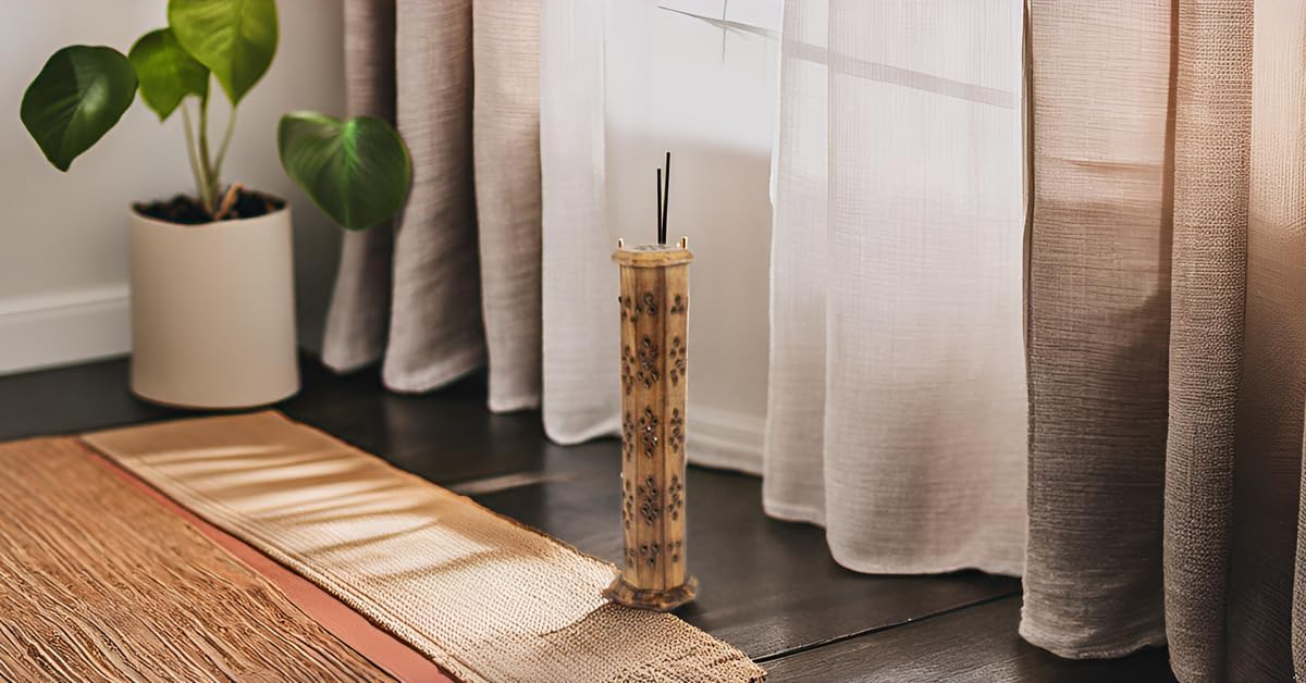 Wooden Incense Stick & Cone Burner Holder, Large Organic Eco-Friendly Ash Catcher for Home Fragrance