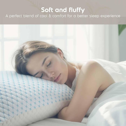 Nestl Cooling Kids Pillow for Sleeping 1 Pack, Luxury Shredded Memory Foam Pillows Kids Size, Adjustable Cold Gel Pillows for Hot Sleepers Supportive Cool Pillow for Side Back Stomach Sleepers