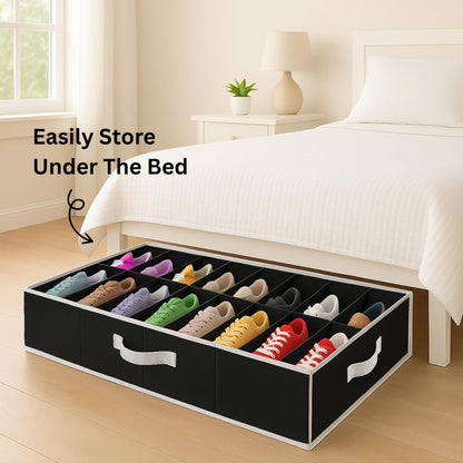 HOLDN' STORAGE Extra-Large Under Bed Shoe Storage Organizer - Fits Men's and Women's Shoes with Durable Cover