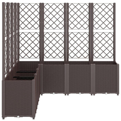 Coespram Modular Brown Garden Planter 63 x 63 x 55 in Outdoor Large Polypropylene Planter Box with Integrated Trellis for Patio Balcony Terrace