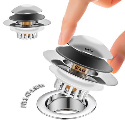 Universal 3 in 1 Bathtub Drain Stopper, Pop up Tub Stopper Bathtub Drain with Filter Basket, Anti-Clogging Bath Tub Drain Stoppers Fit 1.45-1.8” Hole,Bathtub Drain Hair Catcher