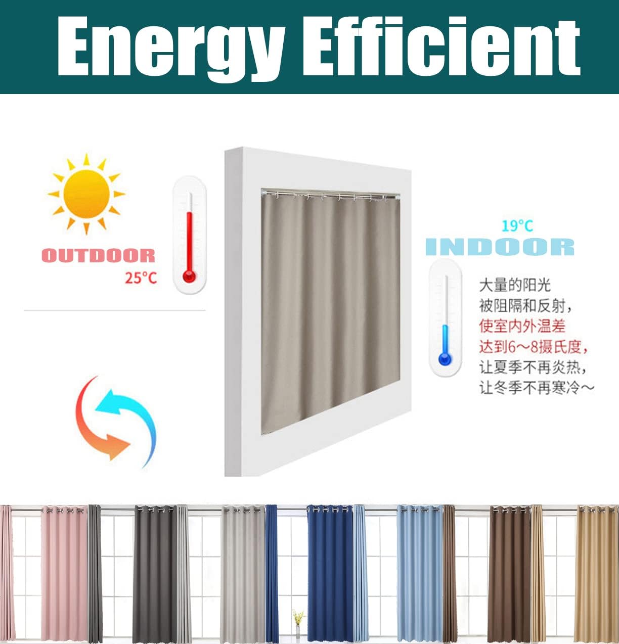 Liveinu Door Curtain for Doorway, Thermal Insulated Blackout Curtains, Noise Reducing Grommet Curtain, 46 W x 78 H Grey