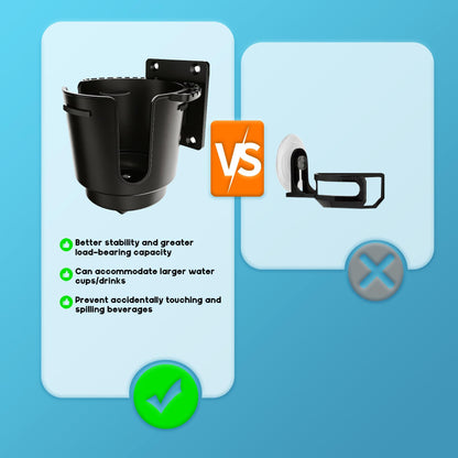 EDSRDUX Universal Multi Size Wall Mount Cup Holder with Drainage Holes - Boat RV Shower Beer Can Holder, Silicone Anti-Slip Grip, Adhesive or Screw Install (Black-Large)