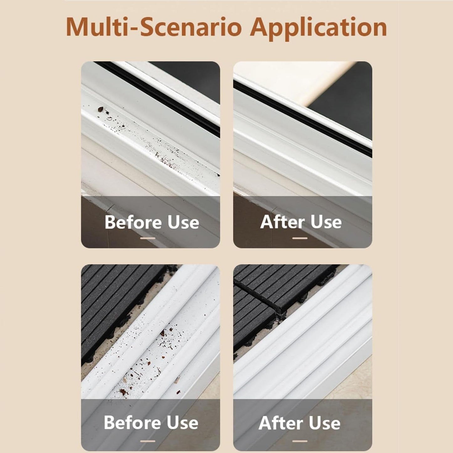 2 in 1 Groove Cleaning Brush, Multifunction Hard Bristle Crevice Cleaning Brush with Hidden Scraper for Window Track