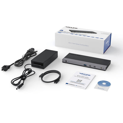 Laptop Docking Station, Docking Station 3 Monitors with 2* DP+HDMI, 4K@144Hz,130W PD Charger, USB-C/A 10Gb, 3* USB-A 5Gb, Audio, Gigabit Ethernet for Lenovo HP Dell, Windows System Computer