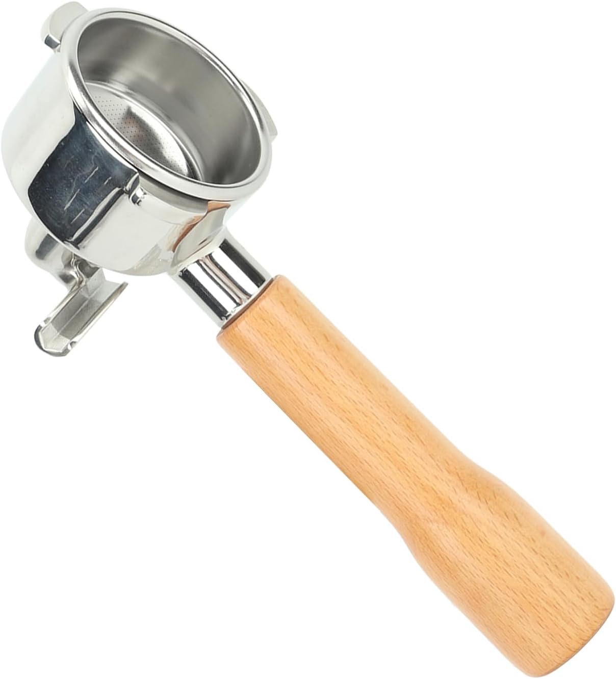 Coffee Portafilter with Double Spouts, 54mm Filter Basket, Solid Wood Handle, Fits Breville 870 880 Coffee Machine (C1