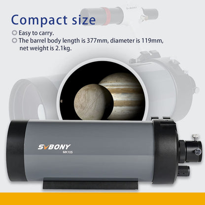 SVBONY MK105 Maksutov-Cassegrain Telescope, Dispersion-Free Imaging, 105mm Catadioptric Telescopes,160mm Dovetail Plate Catadioptric OTA, High-Reverse Electrolyte Coating for Planet Visual Photography