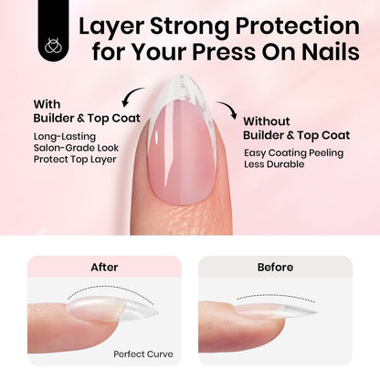 Beetles Gel Nail Extension Kit Almond Shape, Easy 9 in 1 Glue Uv Led Set Etch X Nail Tips Short Almond Half Matte Tips, Gift for Women & Girls, 504 pcs