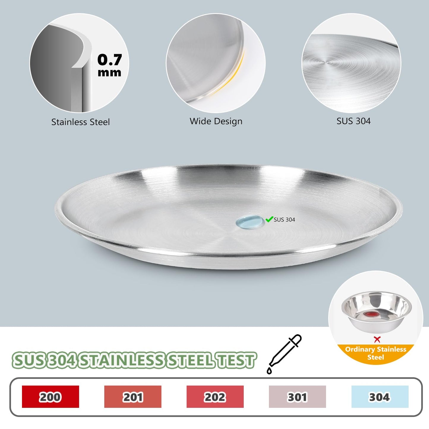 Petdream 4-Pack Stainless Steel Cat Food Bowls, Shallow Whisker-Friendly Non-Slip Silicone Base Metal Dishes, Easy to Clean Indoor Feeding Flat Plates for Cat, Kitten, Small Dog (6.7")