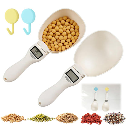 SEILETOO 2PCS Digital Measuring Spoon Scale, Adjustable Electronic Measuring Spoon with 2PCS Hooks, Digital Kitchen Scale Spoon with Removable Handle, for Cooking, Baking, Pet Food, Daily Meals