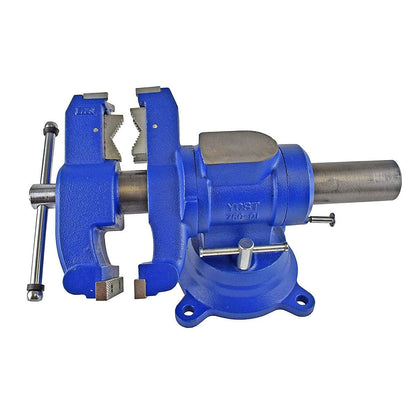 Yost Vises 750-DI Multi-Jaw Rotating Vise System | 2 in 1 Multipurpose Bench and Pipe Vise | Secure Grip with Swivel Base | Made with a Combination of Ductile Iron & Hardened Steel | Gray