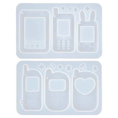 FUNSHOWCASE Resin Shaker Molds Set Mobile Phones Keychain Charm Pack of 8 Silicone Trays Seal Films Precision Tip Applicator Bottle Kit Bundle