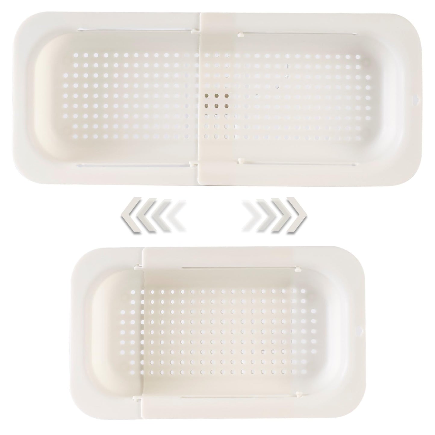 Extendable Sink Colander Strainer Basket - Wash Vegetables and Fruits, Drain Cooked Pasta and Dry Dishes - Adjustable Over the Sink Colander Collapsible Drainer Basket -Gray