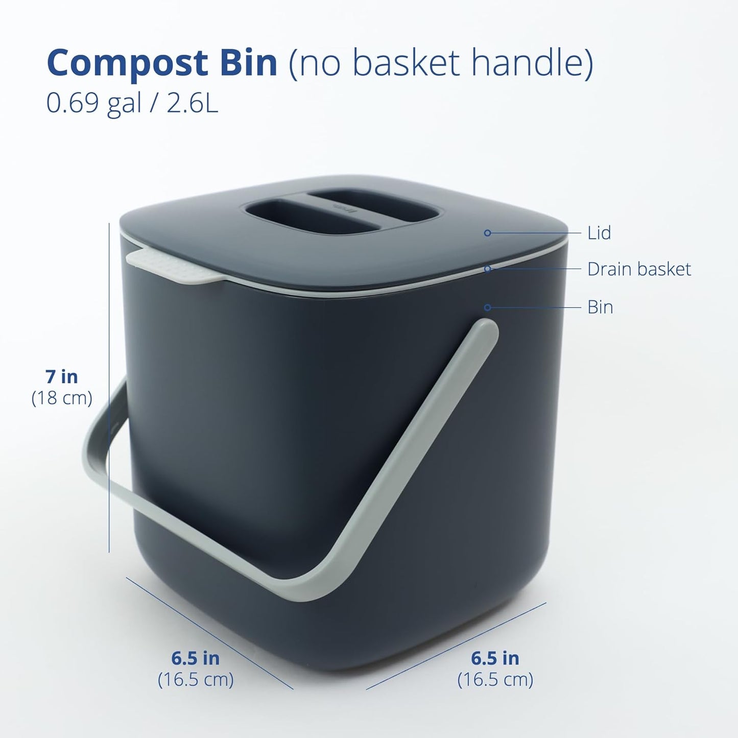 BLUE GINKGO Kitchen Compost Bin - Easy Clean Food Waste Bin for Kitchen | Countertop Compost Pail Bucket | Made in