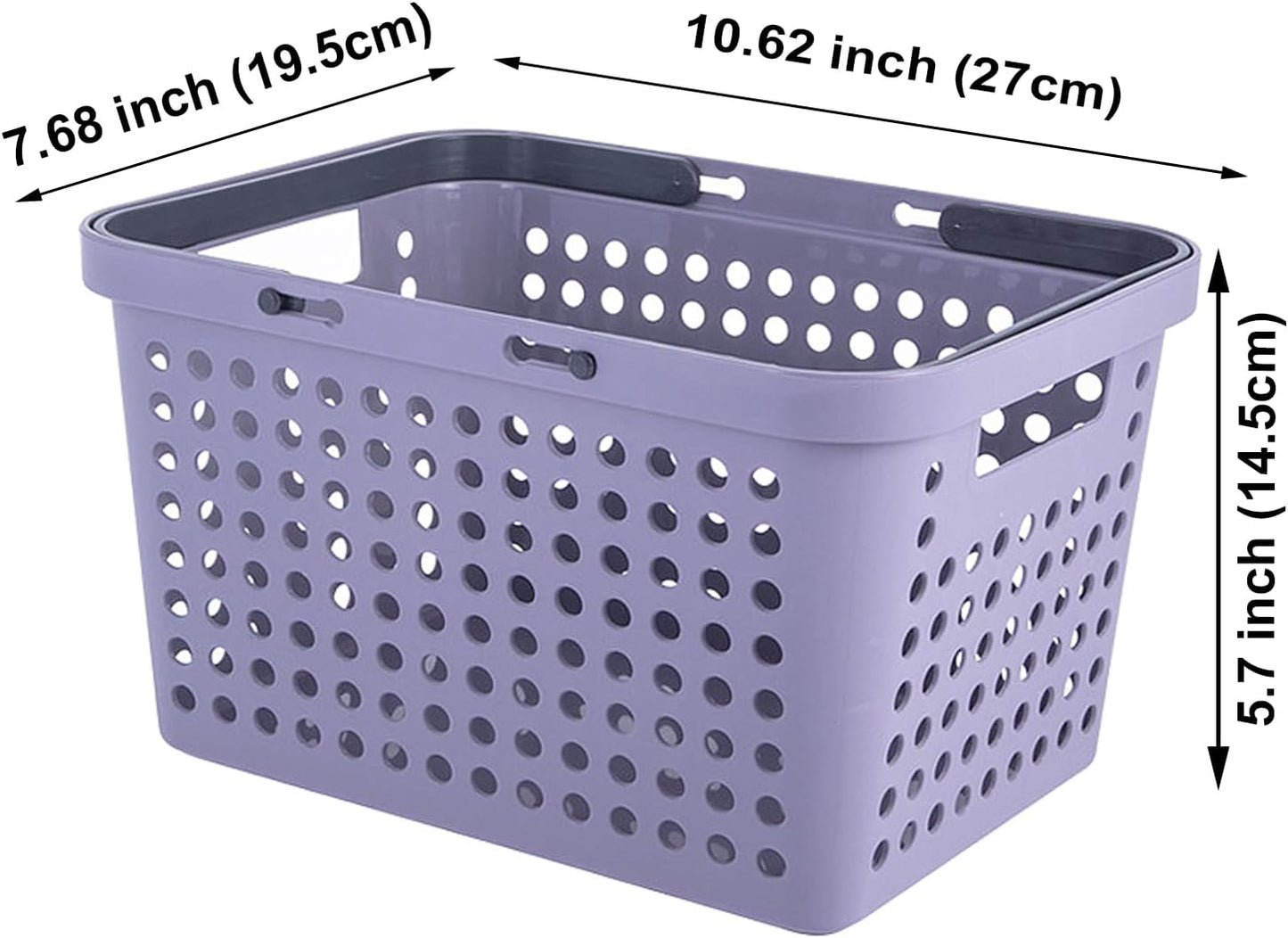 Plastic Shower Caddy Basket with Handles, Cleaning Supply for Dorm, School, Camping, Travel, Bathroom (Dark Grey)