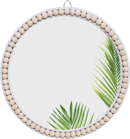 17-Inch Boho Rattan Wall Mirror for Home Decor