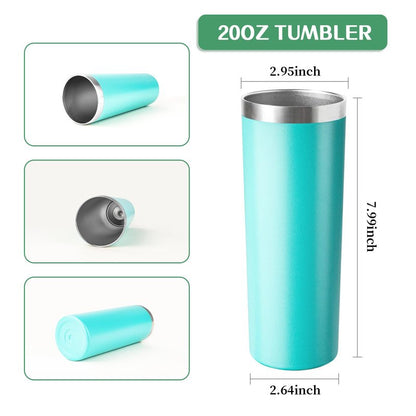 FristChoice 20 oz Skinny Tumbler with Lid and Straw,Stainless Steel Vacuum Insulated Tumbler Cup Double Wall Leak-proof Coffee Mug,Travel Thermal Water Tumbler for Home,Office,Outdoor(Teal,8)