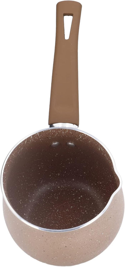 10cm Dia Nonstick Milk Pan, Aluminum Alloy Saucepan with Pour Spouts, Small Soup Pot