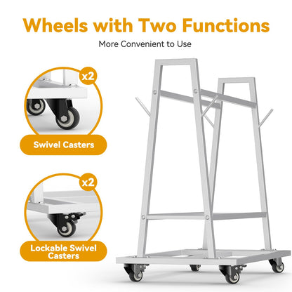 Wash Rack and Mat Transporter, Floor Mat Cart with Casters Commercial Floor Mat Rack with Four Short Rods 42“ L x 28” W x 40“ H