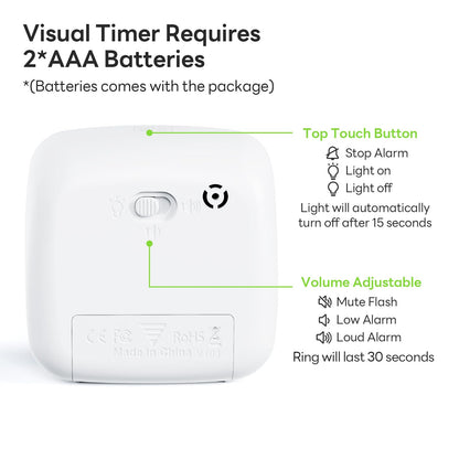 Yunbaoit Visual Timer with Night Light, 60-Minute Countdown Timer for Kids and Adults, Silent Classroom Timer, Time Management Tool for Home, School, or Work (Light Green)