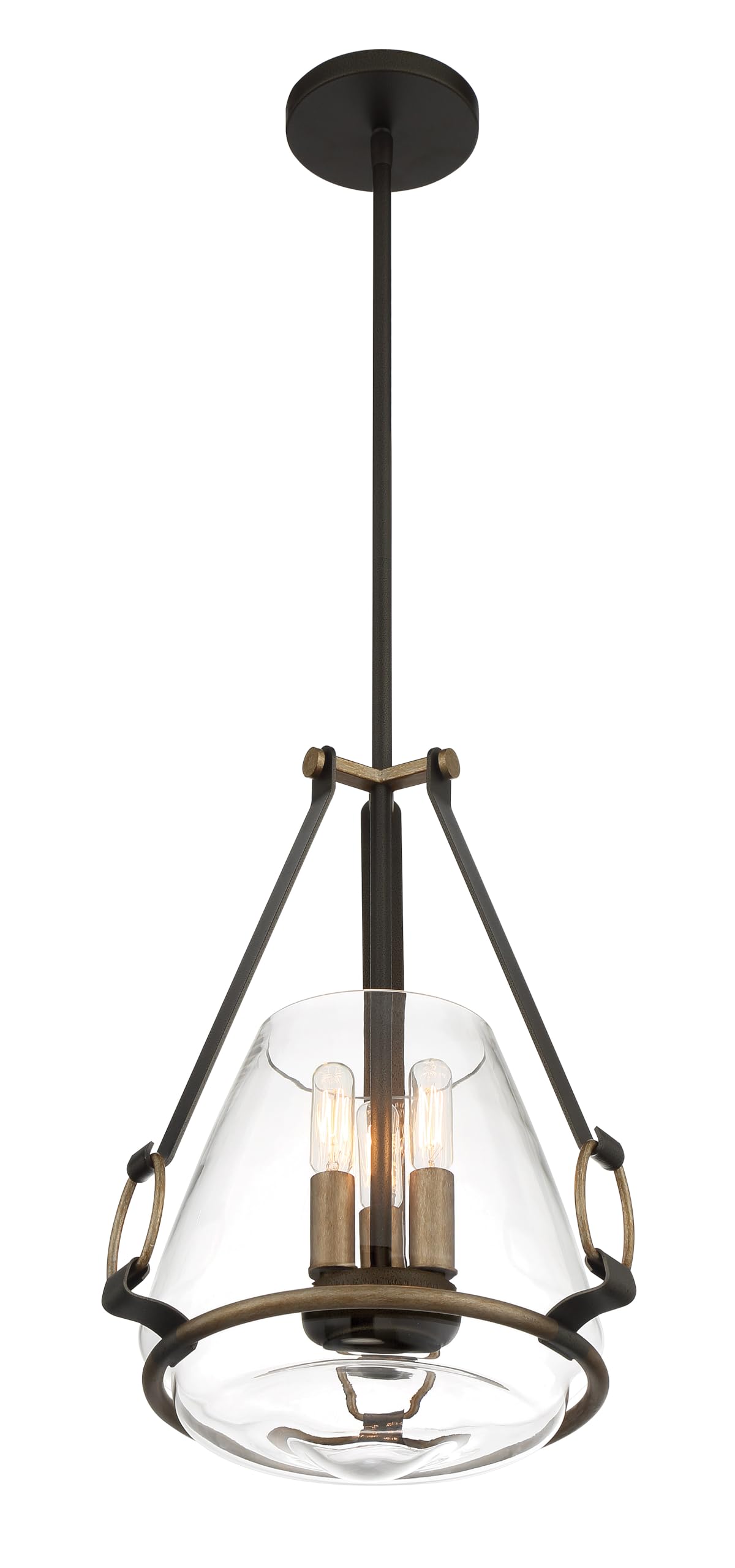 Minka Lavery 3903-107 Eden Valley Convertible Pendant to Semi-Flush, 3-Light, 180 Total Watts, 12.38-in H x 18.13-in W, Smoked Iron with Aged Gold