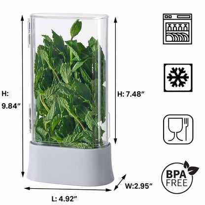 vacane Herb Keeper for Refrigerator, Fresh Herb Saver Herb Storage Containers, Cilantro Container for Fridge Asparagus Container, Dishwasher Safe
